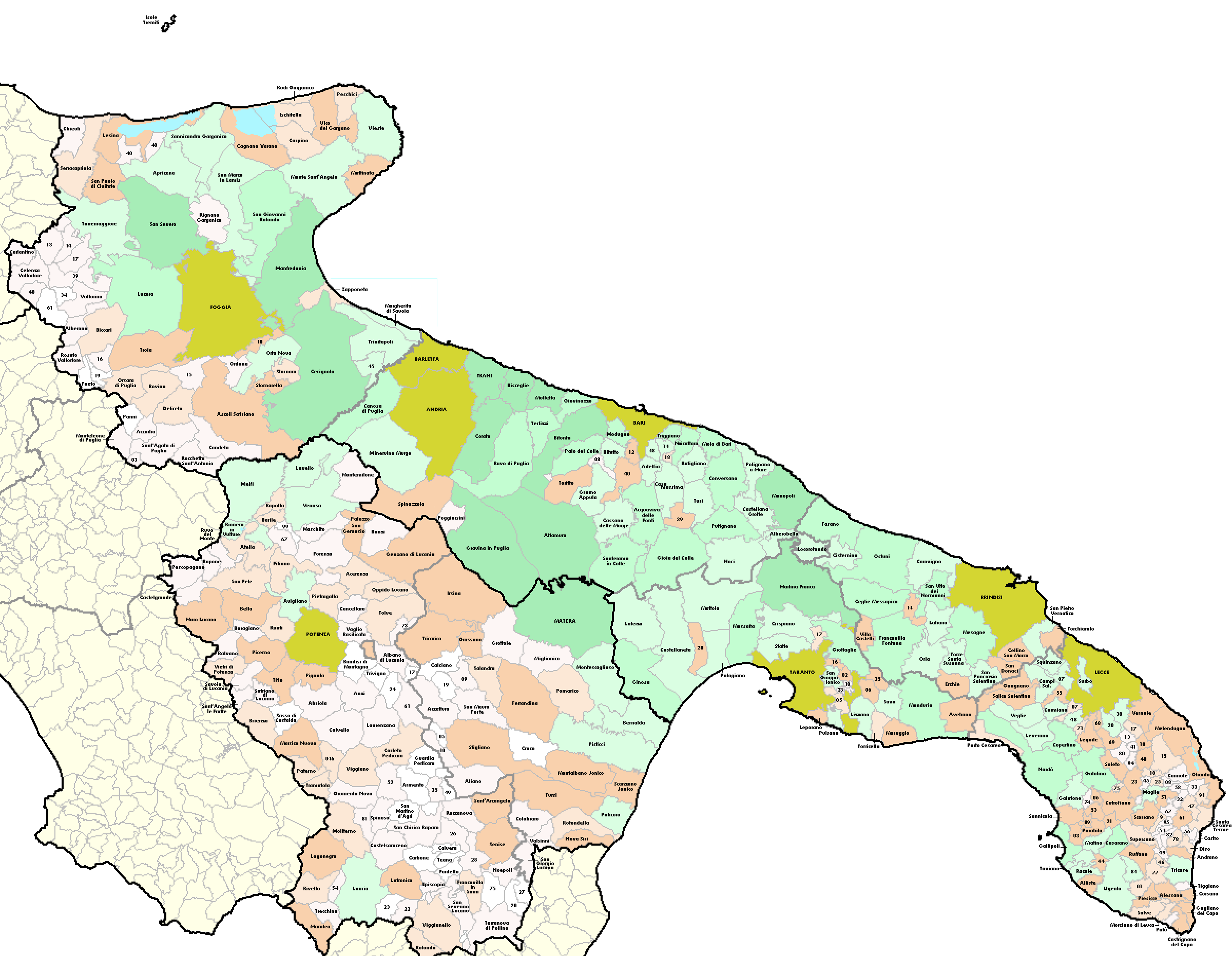Cartina della Puglia