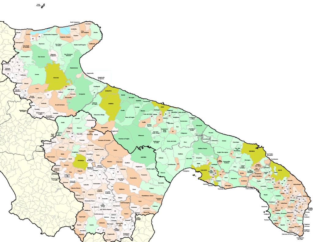 Cartina della Puglia