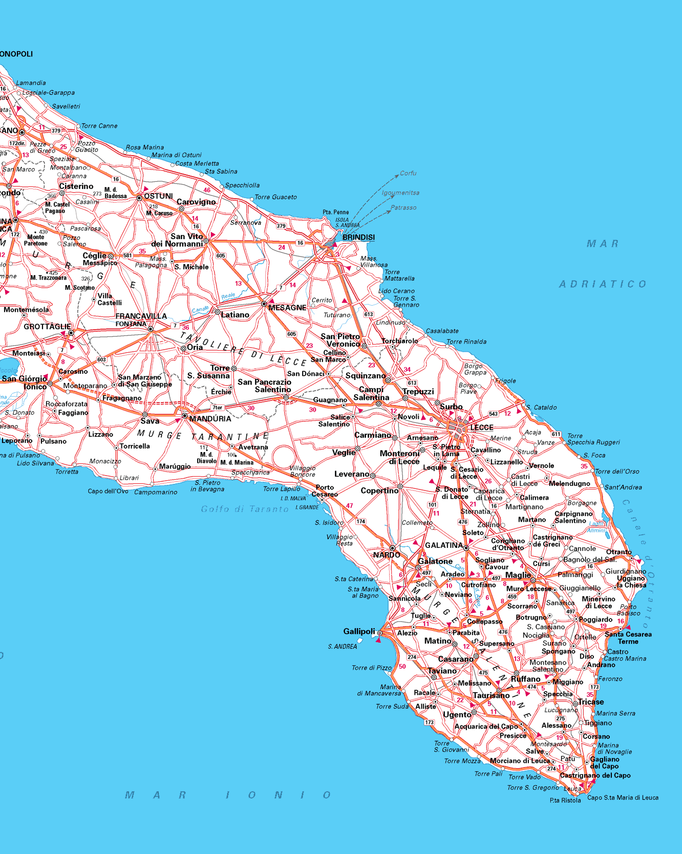 la cartina della puglia