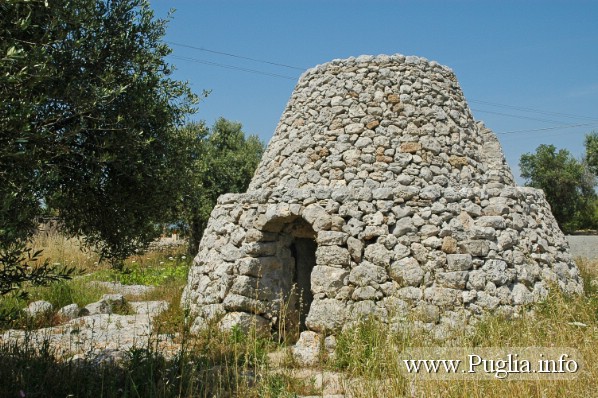 Tipica Paiara del Salento, chiamato erroneamente trullo dai turisti e realizzato interamente da pietre con muraglie spesso superiori ai due metri.