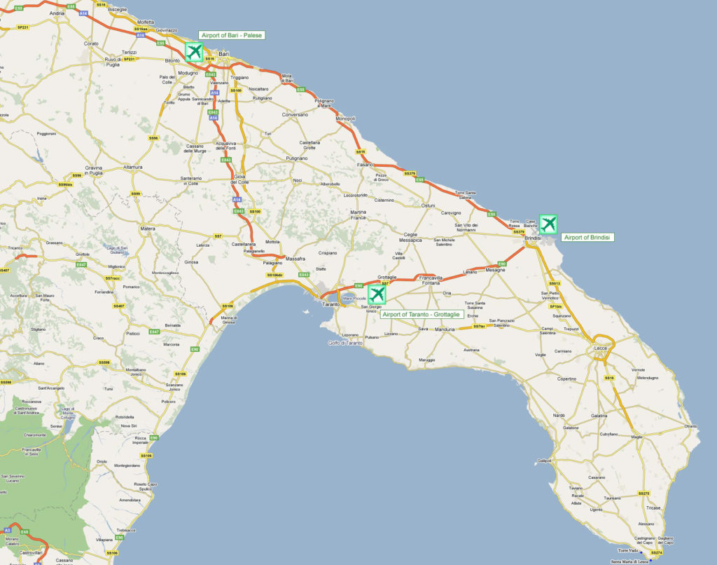Mappa Puglia Airport